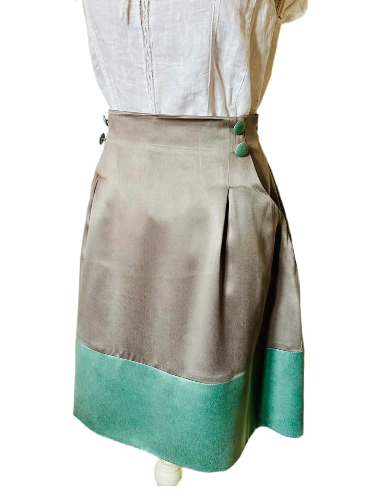 🩵🍃Saia 100% seda cottagecore romântica schabby chic vintage quiet luxury silk skirt 36/38🍃🩵 – photo 6